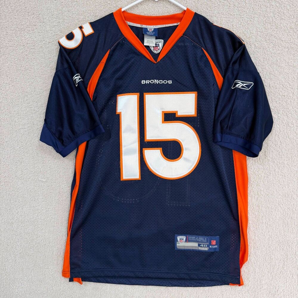 Reebok Tim Tebow Denver Broncos Jersey Mens 48 Navy #15 Stitched NFL On Field